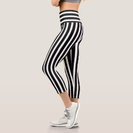 Leggings Capri Rayado blanco y negro