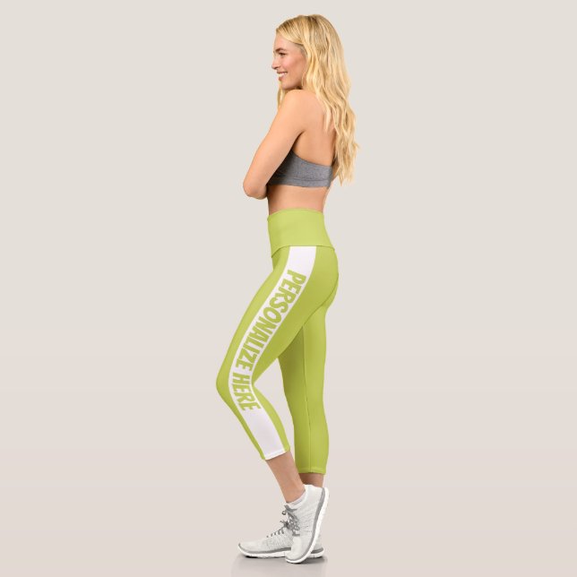 Leggings Capri Rayado verde personalizado (Izquierda)