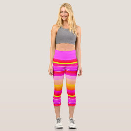 Leggings Capri Rayado vibrante amarillo magenta