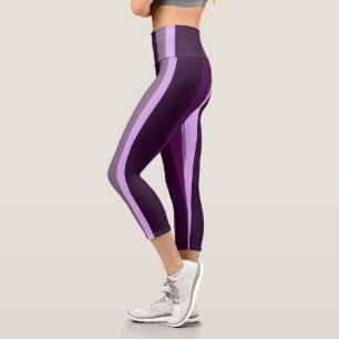 Leggings Capri Rayas abstractas púrpura y rosa