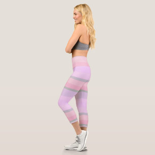 Leggings Capri Rayas abstractas púrpura y rosa