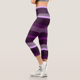 Leggings Capri Rayas abstractas púrpura y rosa