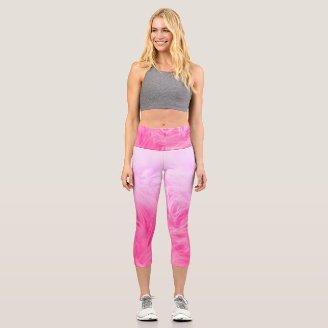 Leggings Capri Rayas abstractas rosadas (Anverso)