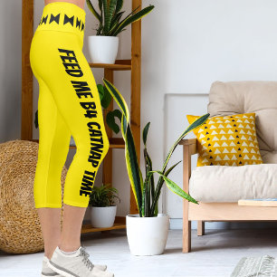 Leggings Capri Rayas amarillas negras brillantes personalizadas d