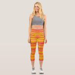 Leggings Capri Rayas amarillas rojas naranja<br><div class="desc">Rayas amarillas rojas naranja Capri Leggings</div>