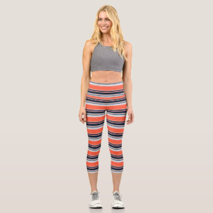 Leggings Capri Rayas azules de naranja suave