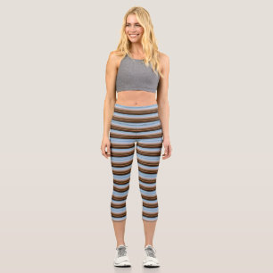 Leggings Capri Rayas azules marrones vintage lindas