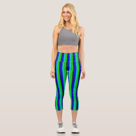 Leggings Capri Rayas Azules Verdes de Vidrio Roto