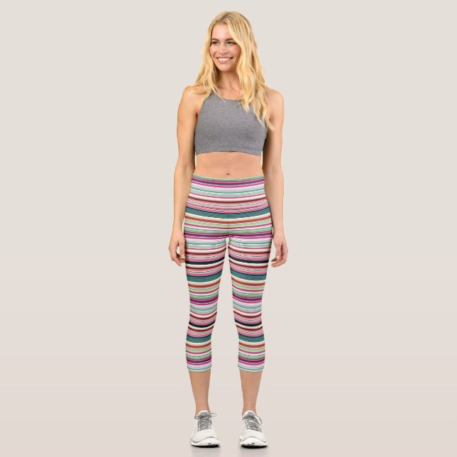 Leggings Capri Rayas blancas de color (Anverso)