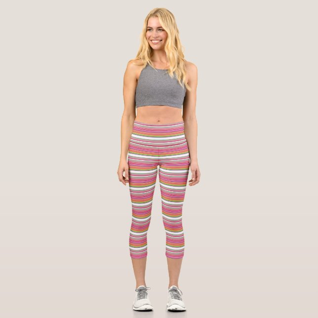 Leggings Capri Rayas blancas de color (Anverso)