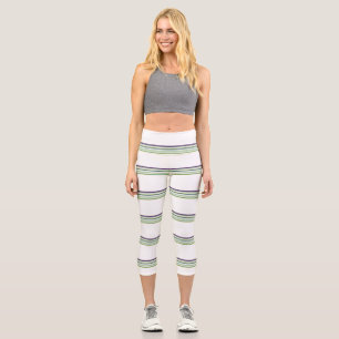 Leggings Capri Rayas blancas modernas y cortas