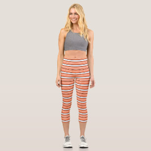 Leggings Capri Rayas blancas naranjas cortas