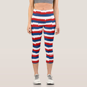 Leggings Capri Rayas blancas rojas
