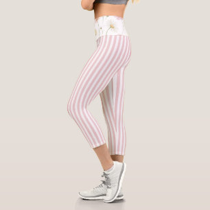 Leggings Capri Rayas Blancas Rosadas