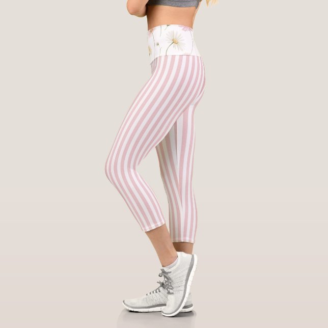 Leggings Capri Rayas Blancas Rosadas (Izquierda)