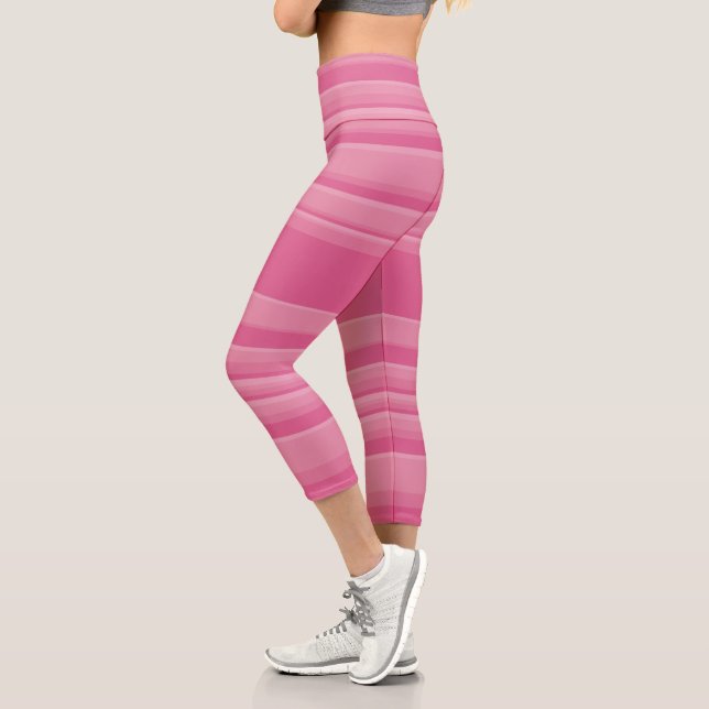 Leggings Capri Rayas complejas en rosa (Izquierda)