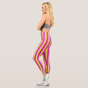 Leggings Capri Rayas de arco iris rosado de Artdeco