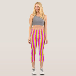Leggings Capri Rayas de arco iris rosado de Artdeco