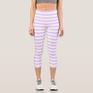 Leggings Capri Rayas de caramelo blanco y púrpura