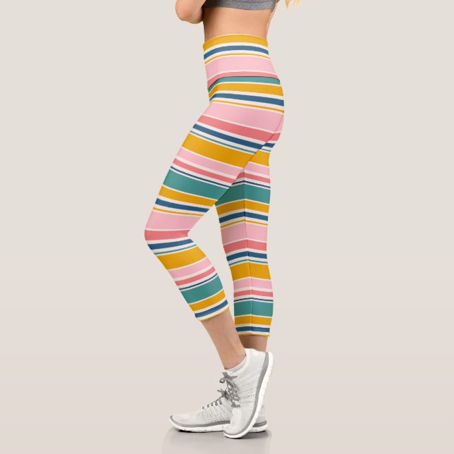Leggings Capri Rayas de color con tema de playa (Izquierda)
