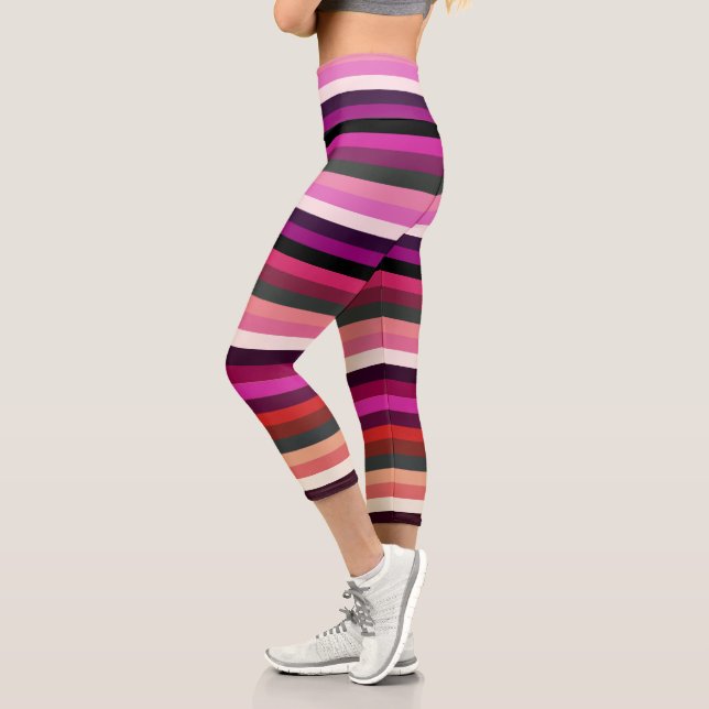 Leggings Capri Rayas de color Rosa (Izquierda)