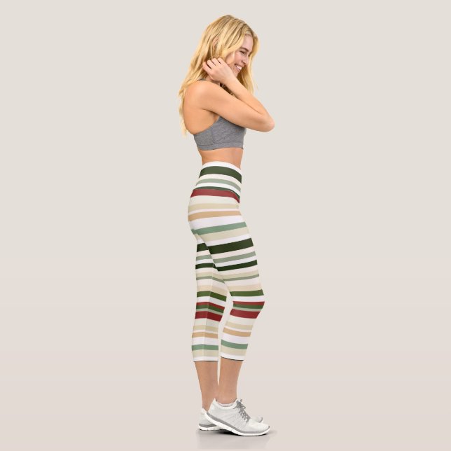 Leggings Capri Rayas de oliva, verde y roja (Derecha)