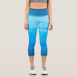Leggings Capri Rayas degradadas azules desteñidas