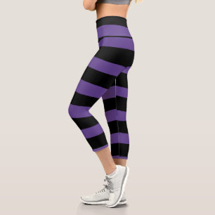 Leggings Capri Rayas desiguales en morado y negro