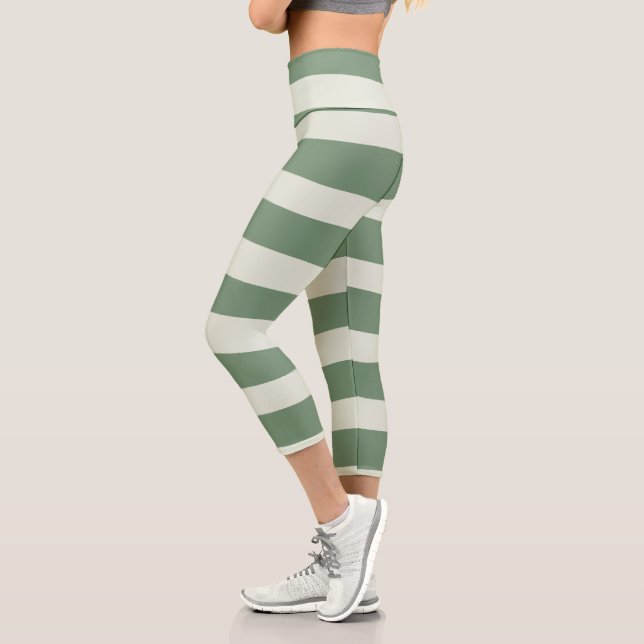 Leggings Capri Rayas desiguales - Verde (Izquierda)