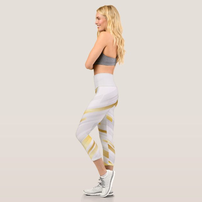 Leggings Capri Rayas Doradas Y Blancas (Izquierda)