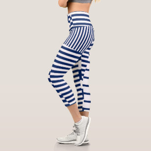 Leggings Capri Rayas en franjas en azul y blanco
