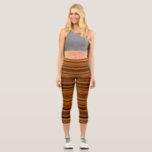 Leggings Capri Rayas Marrones Negras Naranjas