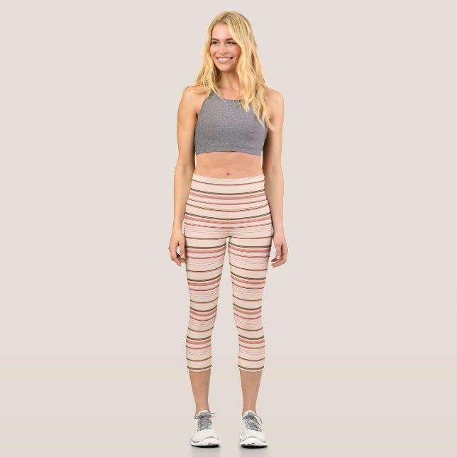 Leggings Capri Rayas marrones rosadas (Anverso)