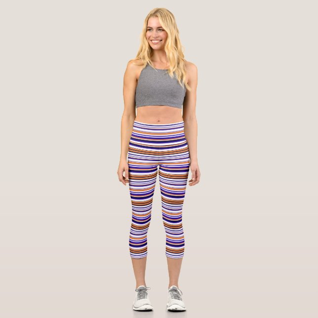 Leggings Capri Rayas naranjas azules (Anverso)