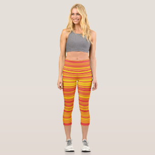 Leggings Capri Rayas Naranjas Rojas Amarillas