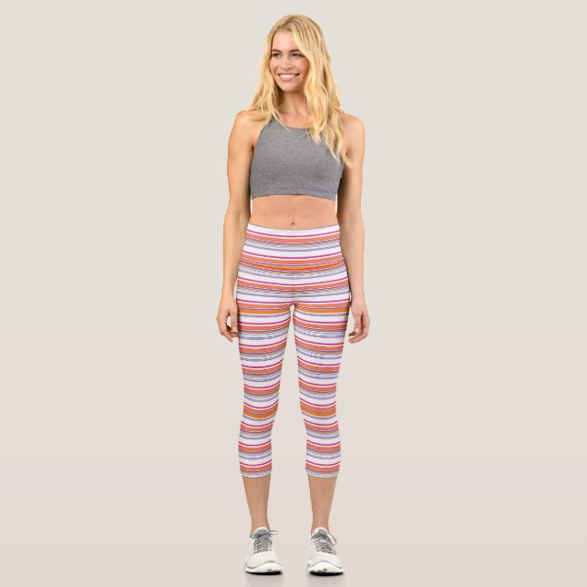 Leggings Capri Rayas naranjas rosadas (Anverso)