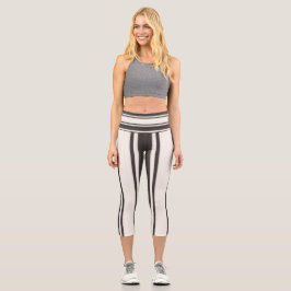 Leggings Capri Rayas Negra Y Blanca