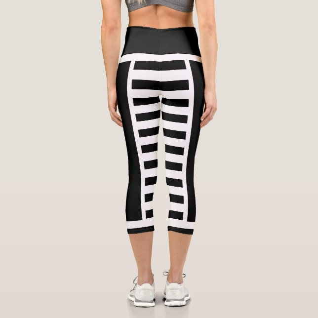 Leggings Capri Rayas Negras y Blancas en Negrita (Reverso )