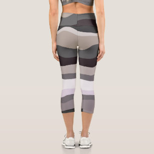 Leggings Capri Rayas onduladas moradas y grises