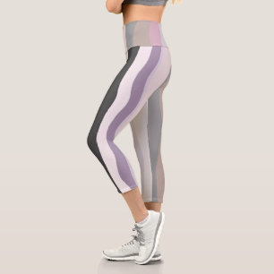 Leggings Capri Rayas onduladas rosadas y púrpuras