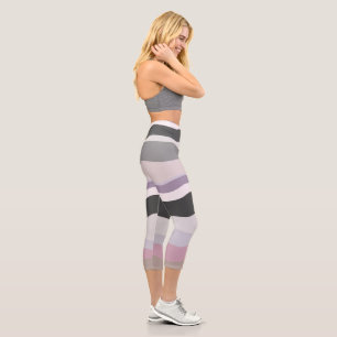 Leggings Capri Rayas onduladas rosadas y púrpuras
