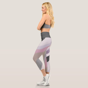 Leggings Capri Rayas onduladas rosadas y púrpuras