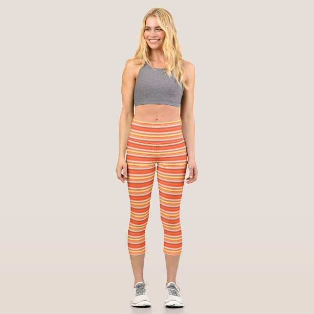 Leggings Capri Rayas rojas de naranja suave (Anverso)