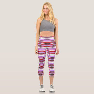 Leggings Capri Rayas rojas violetas