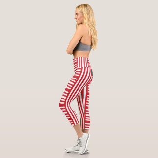 Leggings Capri Rayas rojas y blancas