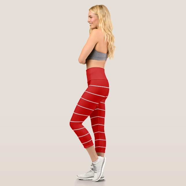 Leggings Capri Rayas rojas y blancas (Izquierda)