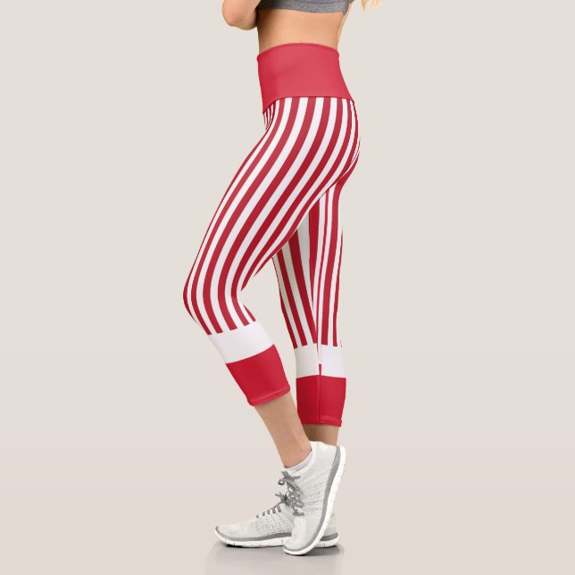 Leggings Capri Rayas rojas y blancas Capris de alto destete (Izquierda)