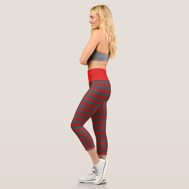Leggings Capri Rayas rojas y grises (Izquierda)