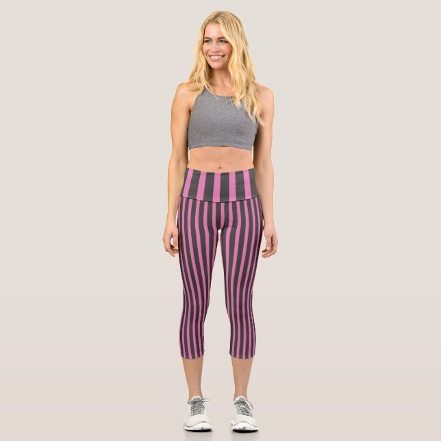 Leggings Capri Rayas rosadas y grises (Anverso)