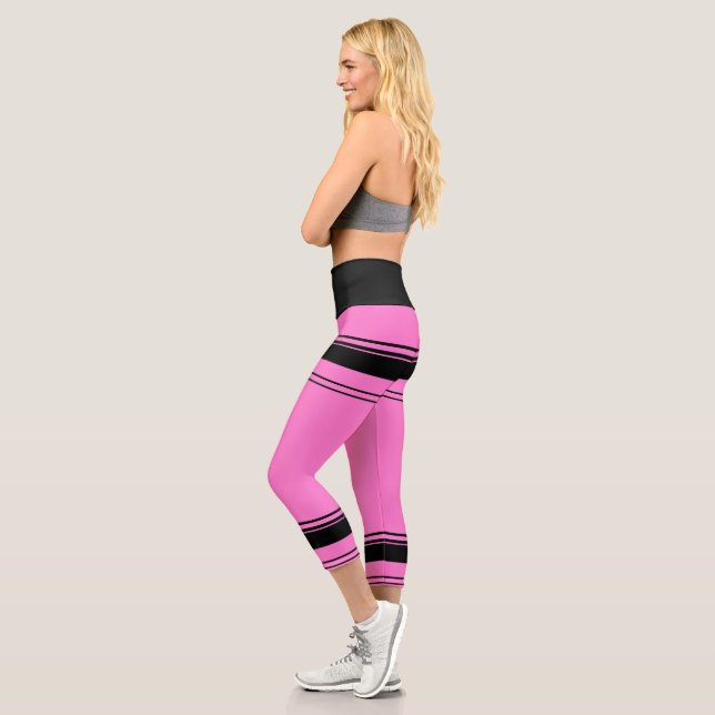 Leggings Capri Rayas rosadas y negras (Izquierda)